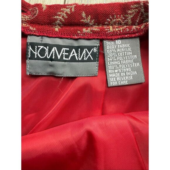 Vintage Nouveaux Red Paisley Print With Fringe Hem Straight Maxi Skirt - Picture 7 of 10